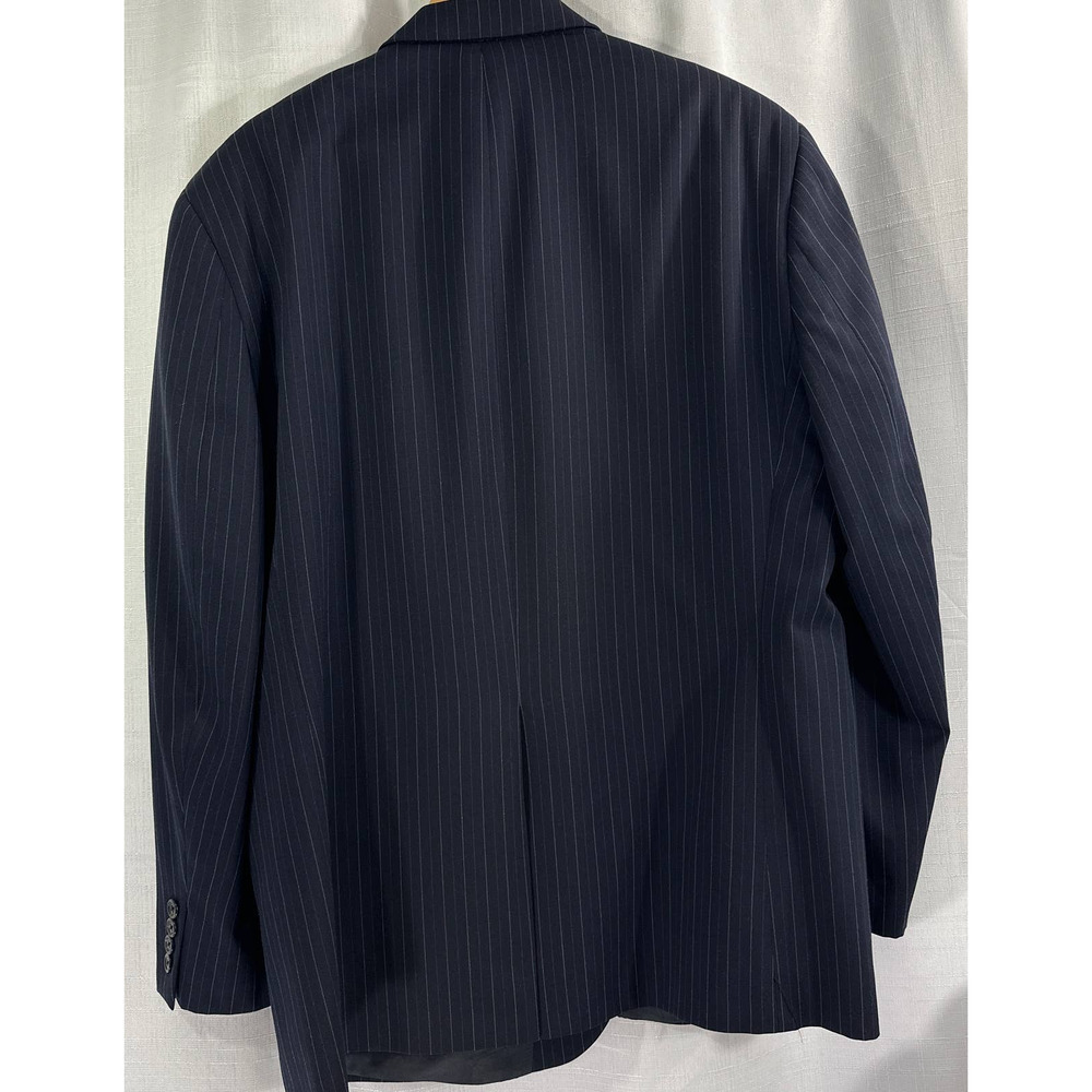 CHAPS Men's 100% 2 Button Wool Navy Blue Pin Stripe Sport Coat Suit Jacket 46R - Picture 5 of 5